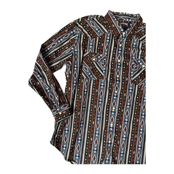 Panhandle Slim Western Shirt XXL Aztec Southwestern Tribal Print Pearl Button - Picture 4 of 8